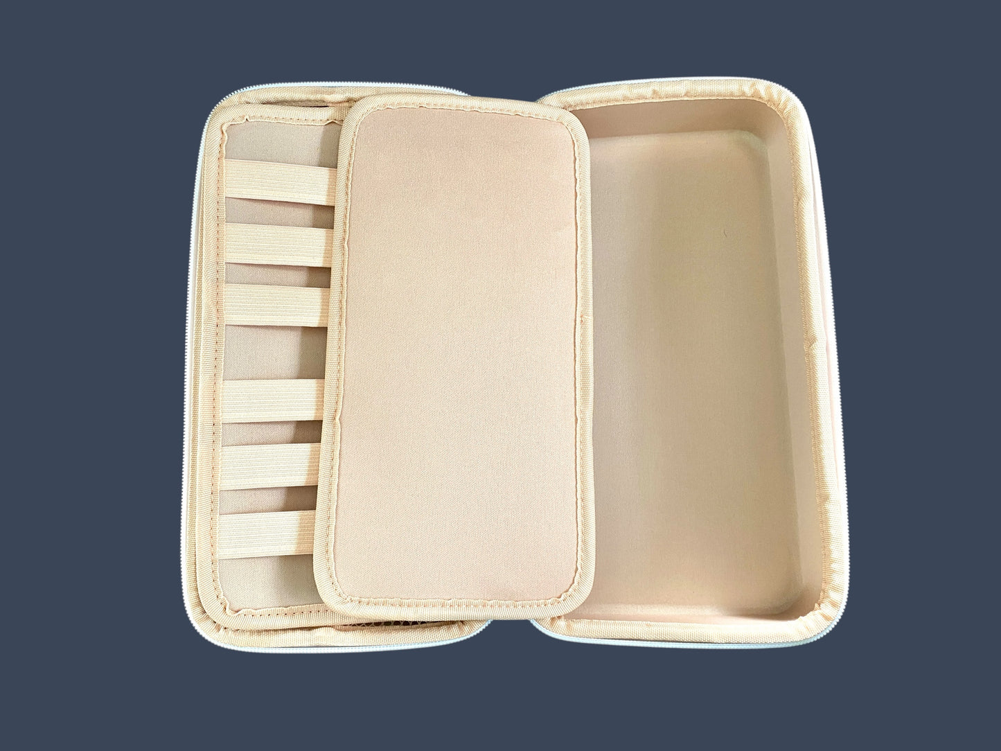 Beige golf travel case with compartments background