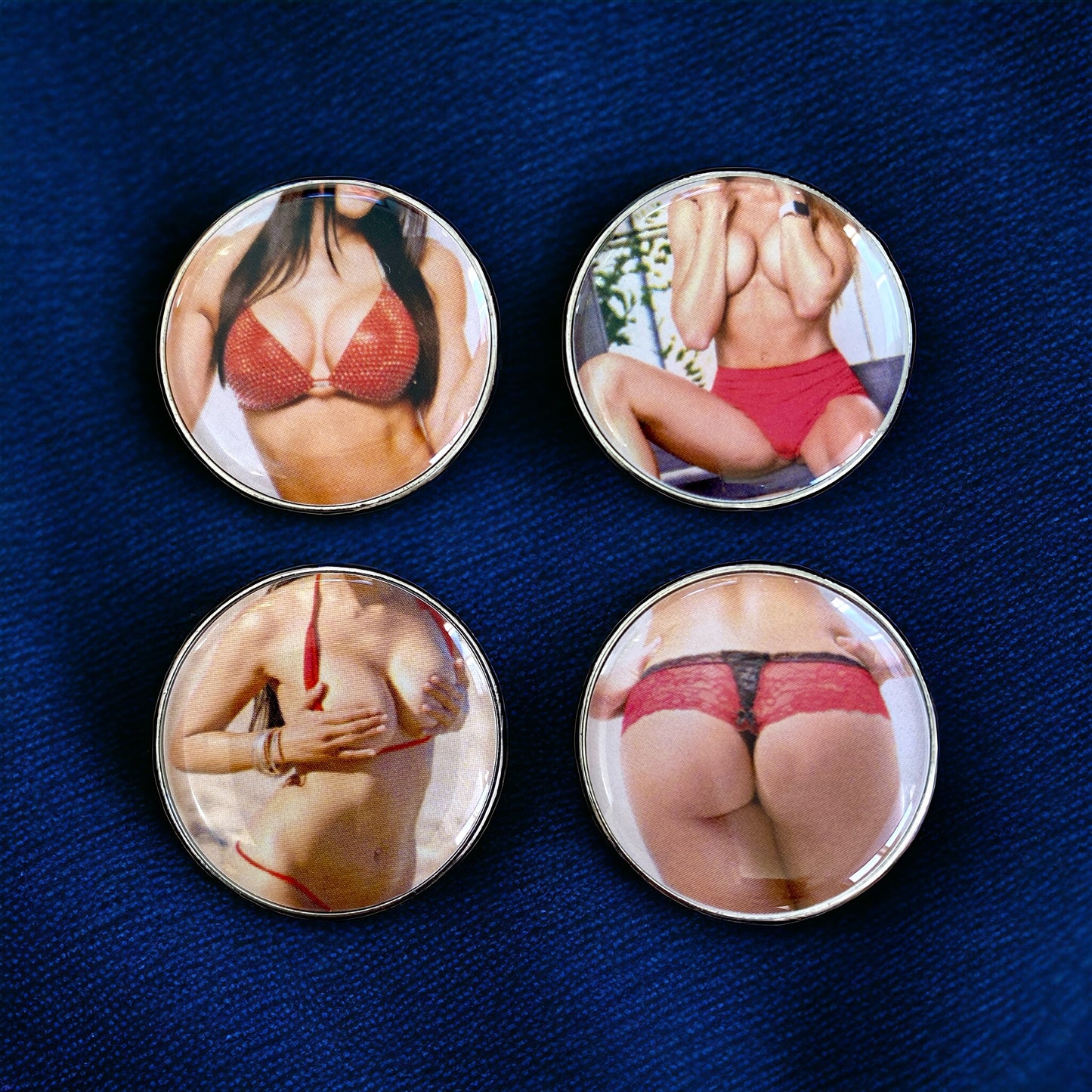 Golf Ball Marker Set - RED HOT - (4 pack)