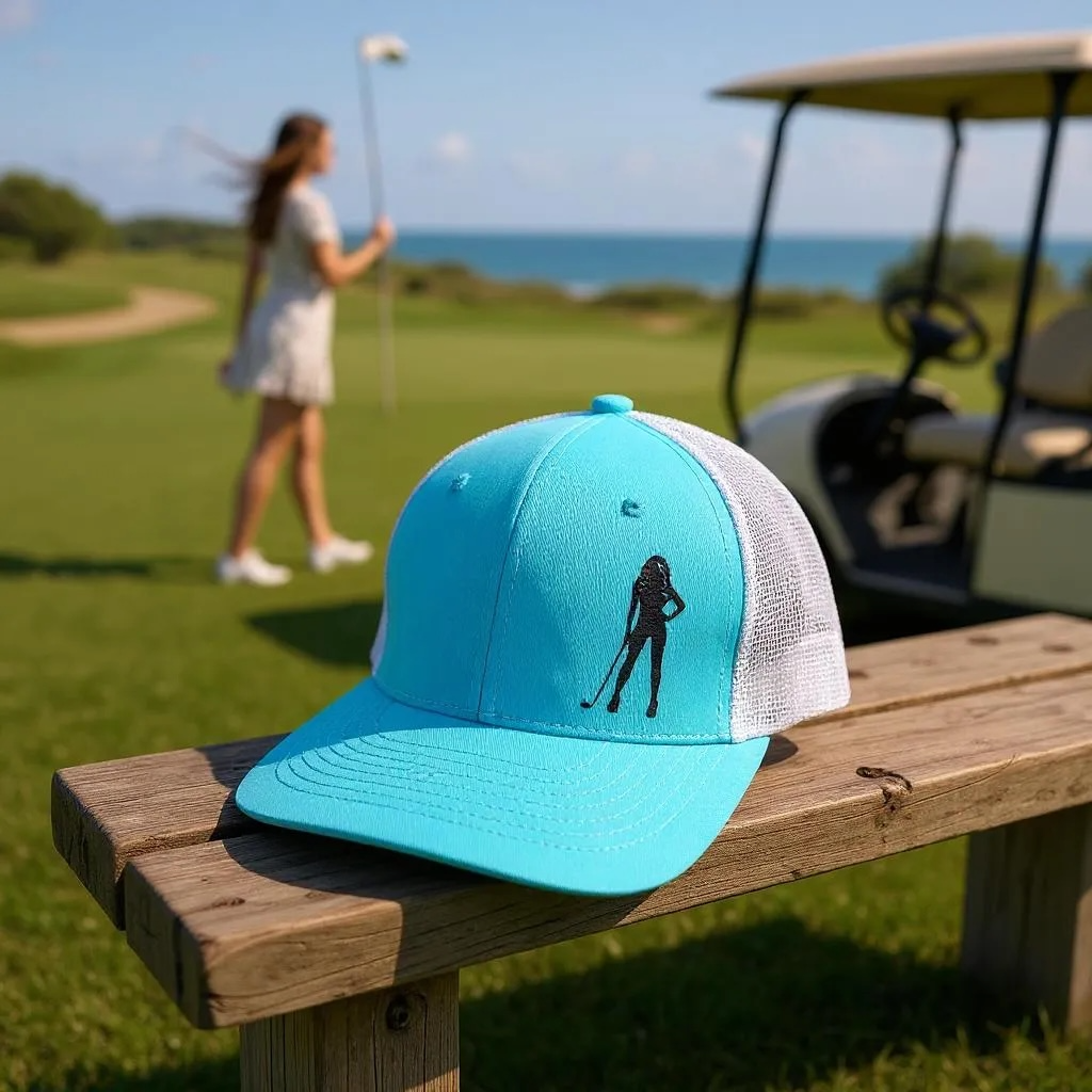 Golf Babe Trucker Hat (Aqua/White)