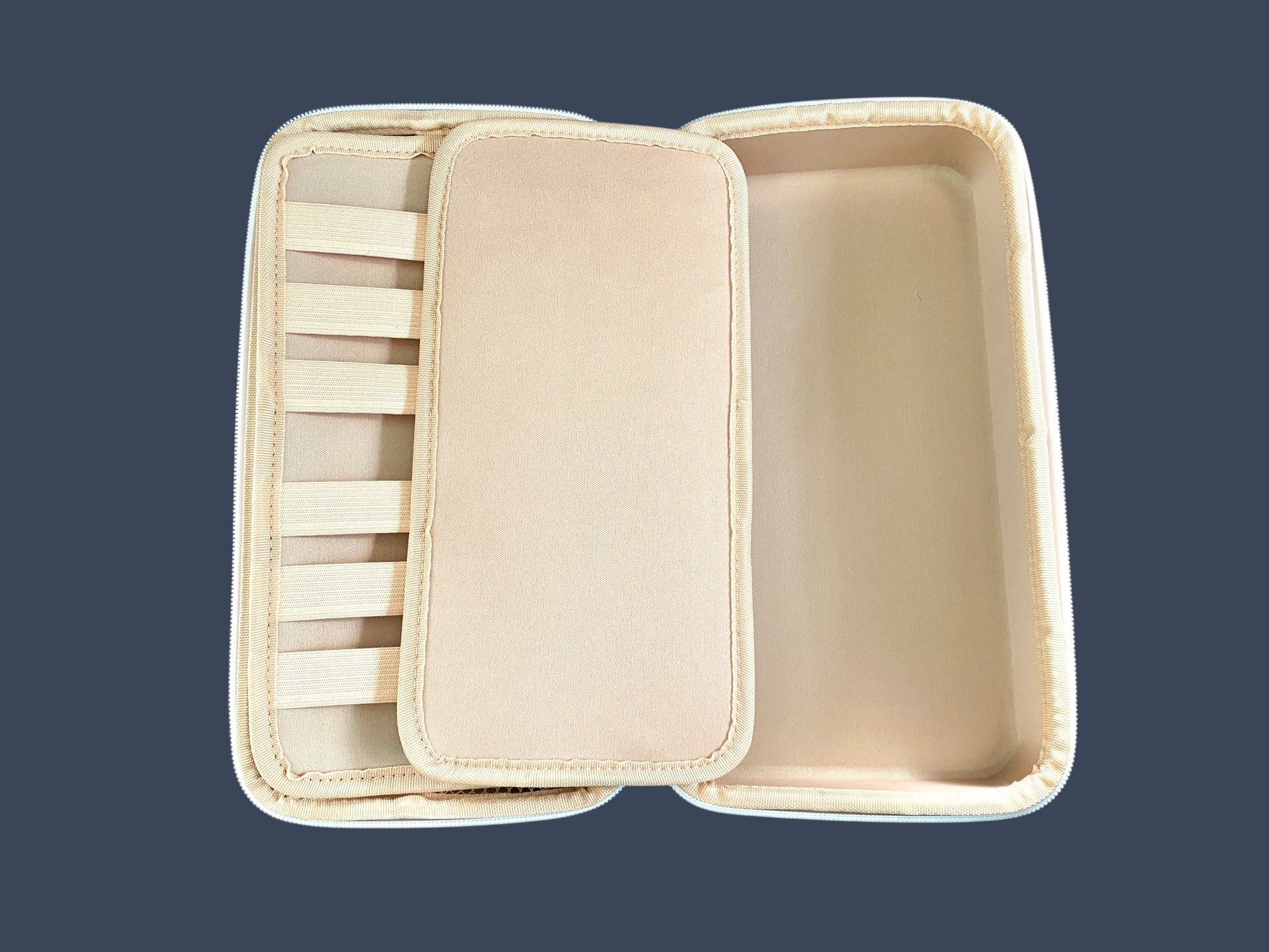 Beige golf travel case with compartments background