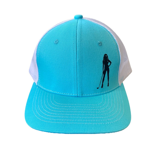 Golf Babe Trucker Hat (Aqua/White)